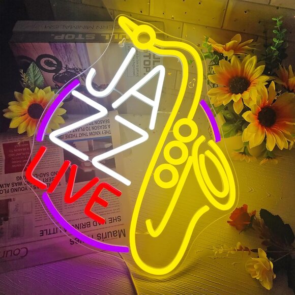 New Jazz Saxophone Neon Sign, Dimmable LED Light for Man Cave Decor - Picture 2 of 4